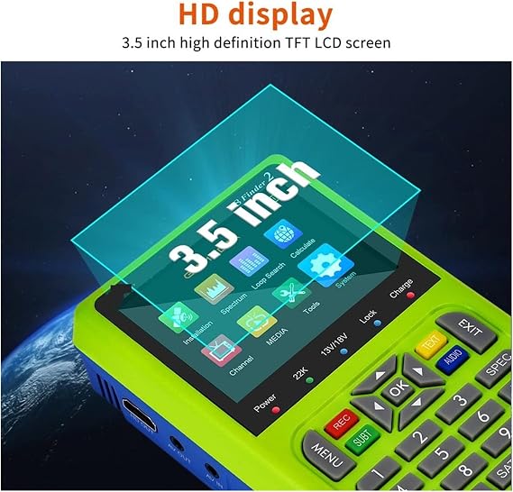 Digital Satellite Finder, 1080p HD V8 Finder 2 Meter DVB-S/S2 Digital Display Satellite Finder Type-C Rechargeable Signal Satellite TV Receiver,Satellite Finder Meter(With storage bag)
