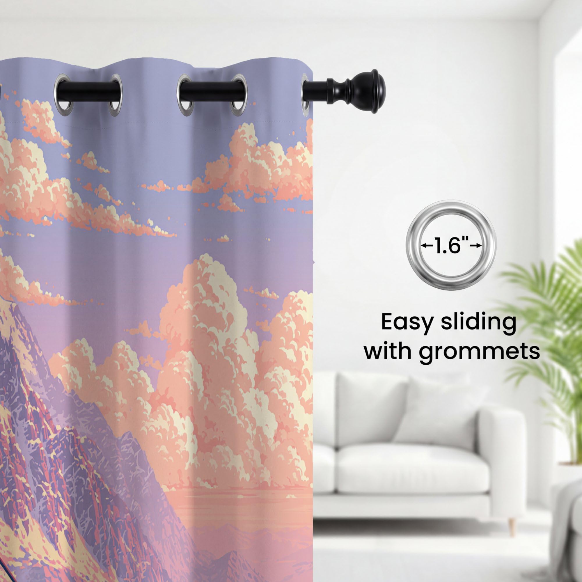 Nieprzezroczyste zasłony z nadrukiem, wys. 245 x szer. 140 cm (2 sztuki)