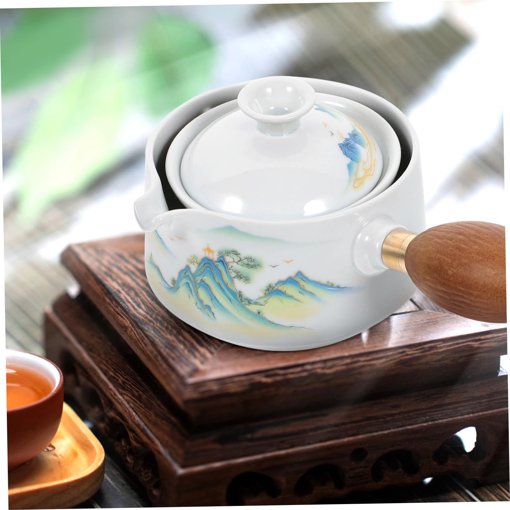 MAGICLULU 3piezas Tetera De Cerámica Asa Lateral Diseño Rotativo Para Infusión De Té Para Hogar y Oficina Duradera y Fácil De Limpiar