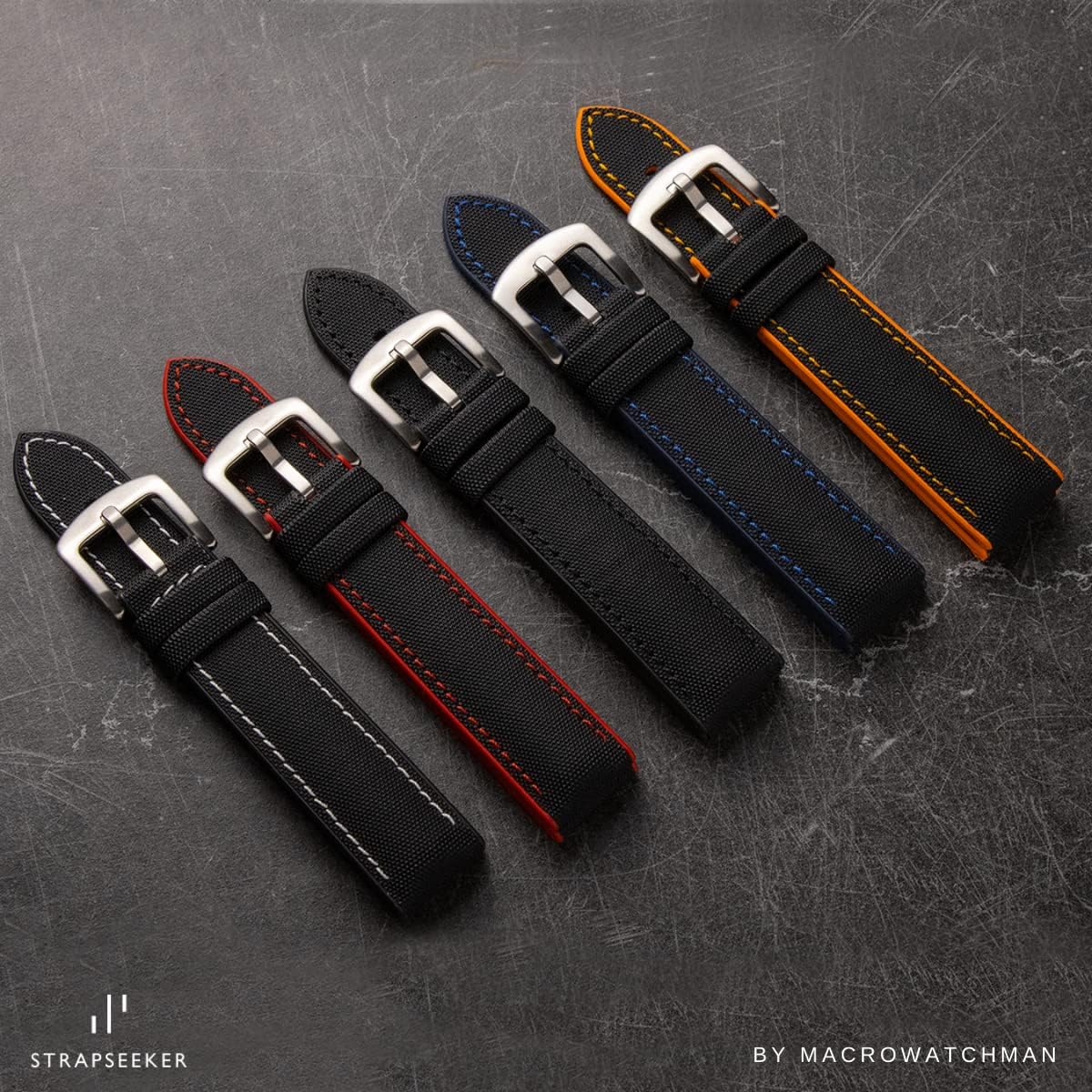 Luca Nylon & Silicone Rubber Watch Strap Performance Hybrid Canvas Watch Bands for Men & Women- Quality Waterproof Replacement Watch Bands - Compatible with Most Watches -20mm, 22mm, 24mm