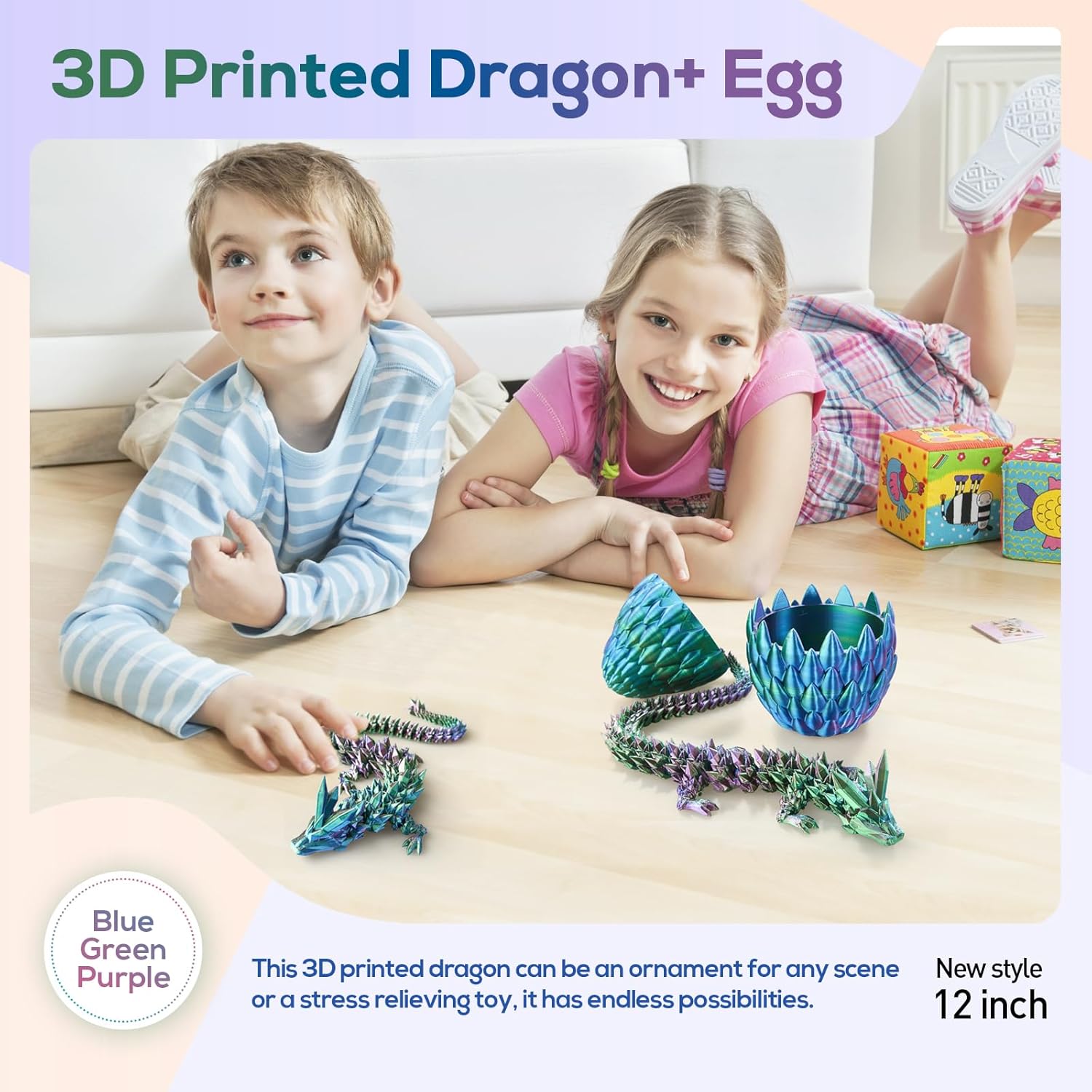 3D Printed Dragon Egg,Dragon Eggs with Dragon Inside,Surprise Dragon Egg Toy,12'' Full Articulated Crystal 3D Dragon for 5-7 4-6 8-12 Teen,Easter Basket Stuffers,Execusive Desk Toys for Adults - Image 5