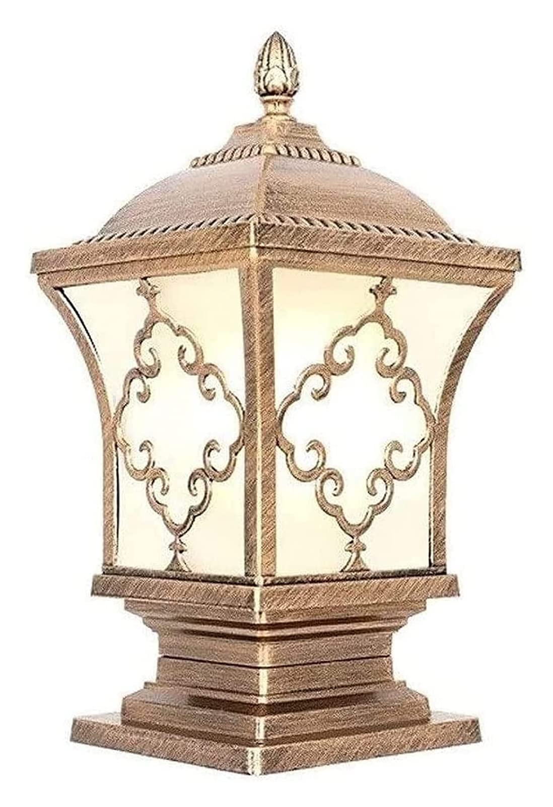 Cortile Lampione Lampione Esterno Cancello Lampione, Pilastro Lampione Villa Giardino Esterno Waterproofpe Illuminazione Parete estremità Pilastro Palo Lampada Antico Alluminio Bronzo Balcone