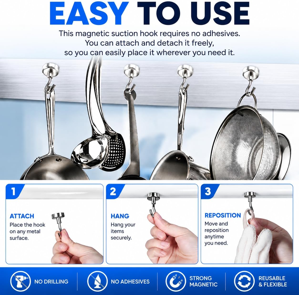 Magnetic Hooks for Cruise Cabins, Strong Neodymium Magnets | Strong Magnetic Hold | No Drill Installation | Cruise Cabin Essential | Includes Adhesive Metal Plates