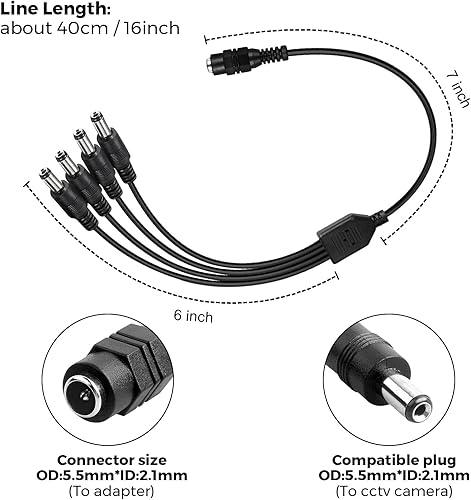 Miniatura 3 de Adaptador de corriente para cámara de seguridad, fuente de alimentación de 12 V, 2.5 A, cargador de transformador de verrugas de pared de 30 W, CA a