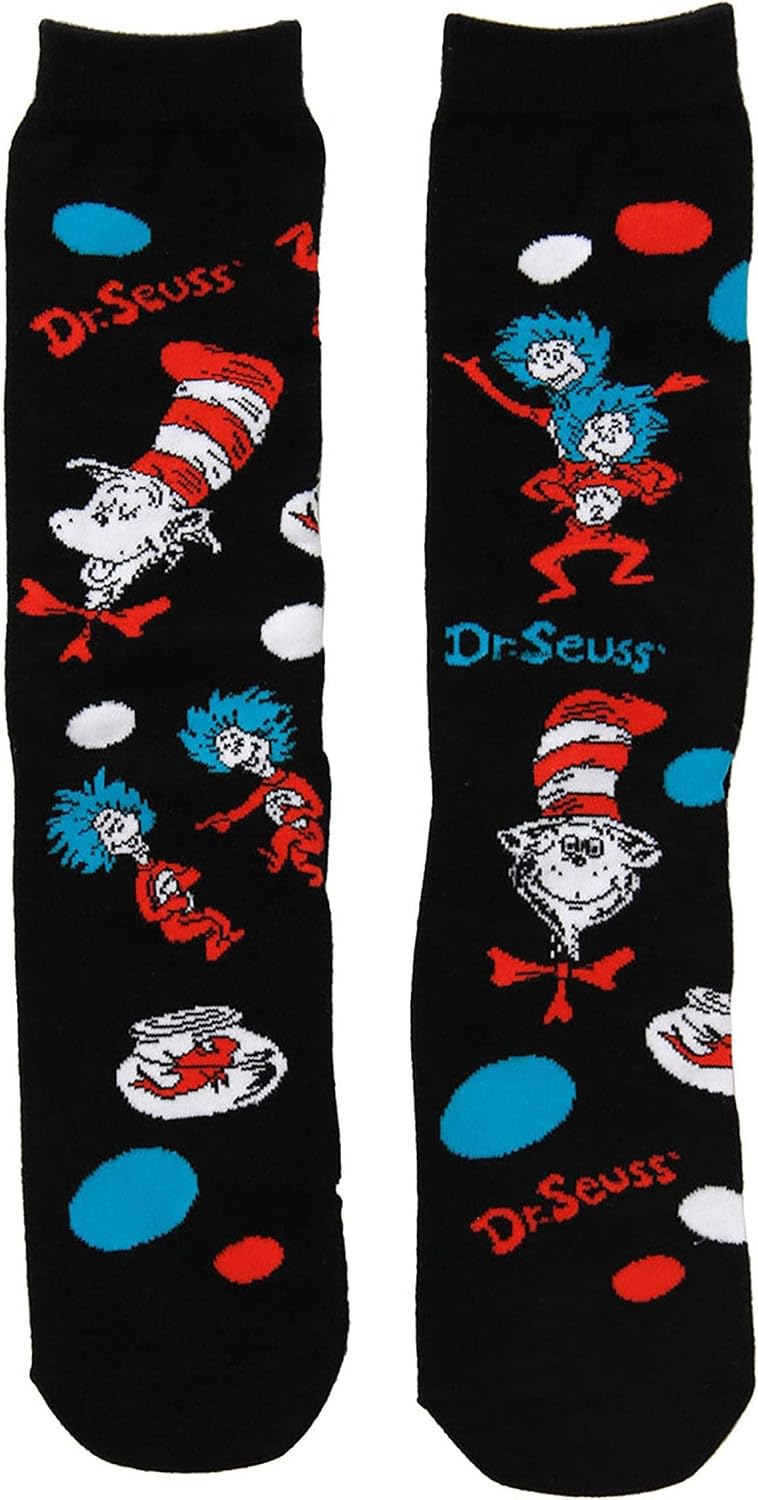 elope Dr. Seuss Cat in the Hat Pattern High Socks for Adults