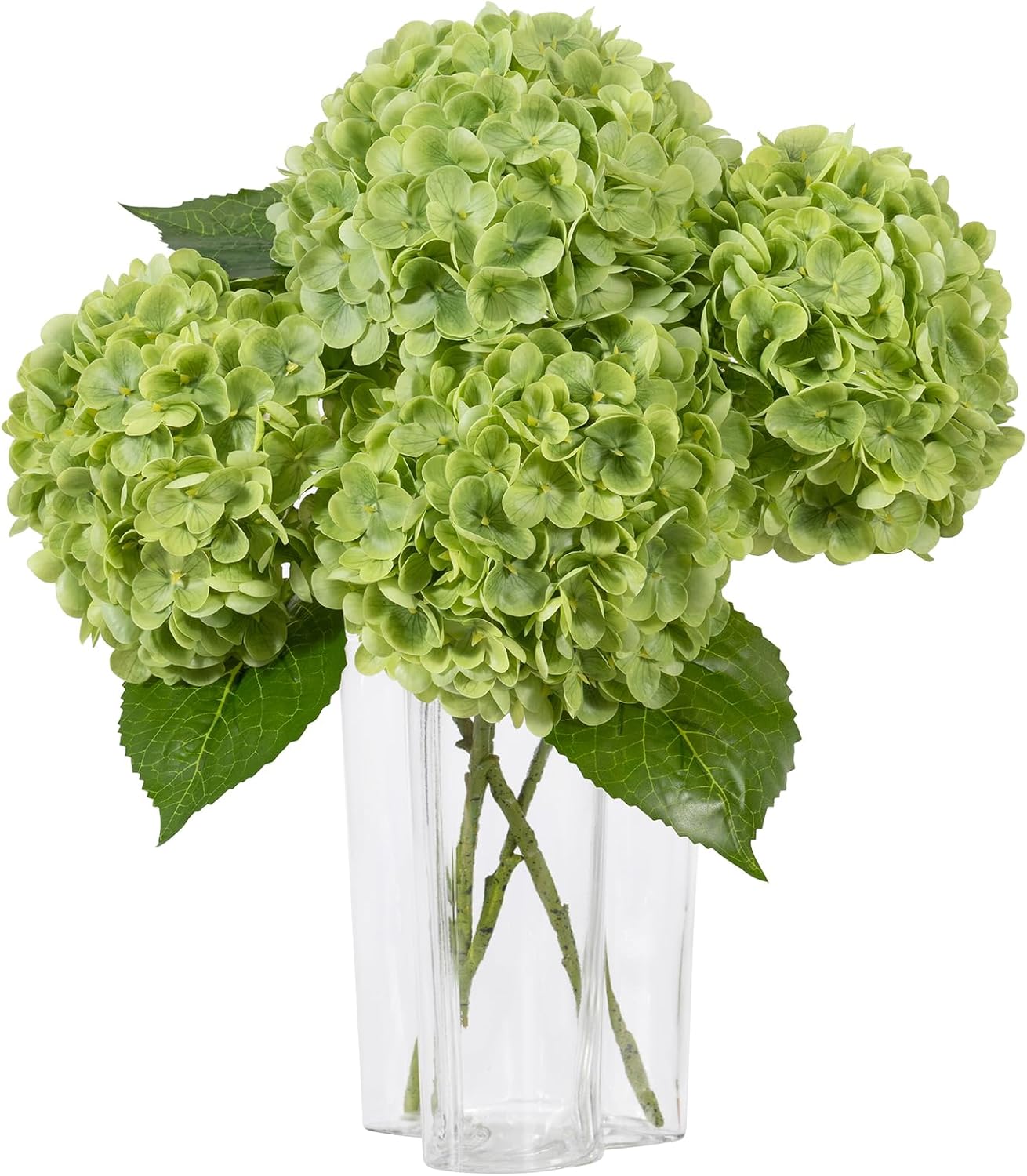 DuHouse 4Pcs Large Hydrangea Artificial Flowers,20 inch Latex Real Touch Hydrangeas Lifelike Hydrangea Flower for Home Wedding Bouquets Centerpieces Party Living Room Decoration(Green)