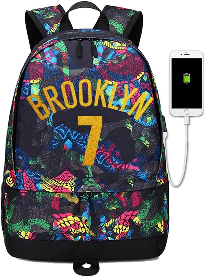 Basketball K-D-urant Ball Storage Backpack Sports Equipment Depositary Multifunctional Bag For Men Women (Red Pattern 2)