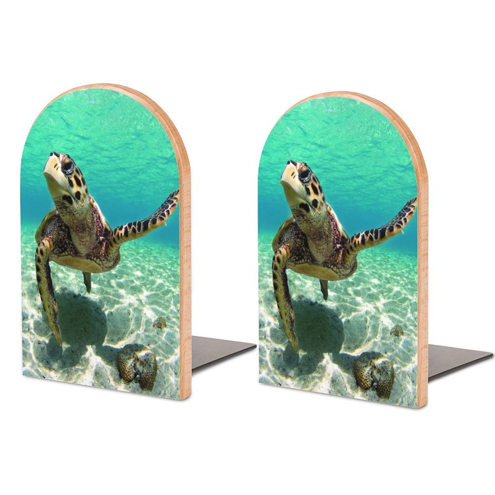 Nclqvjxzkhw Style Sea Turtle Printed Book Ends For Shelves Bookends Bookshelf Holder Stand Books Stopper Home Office Decor