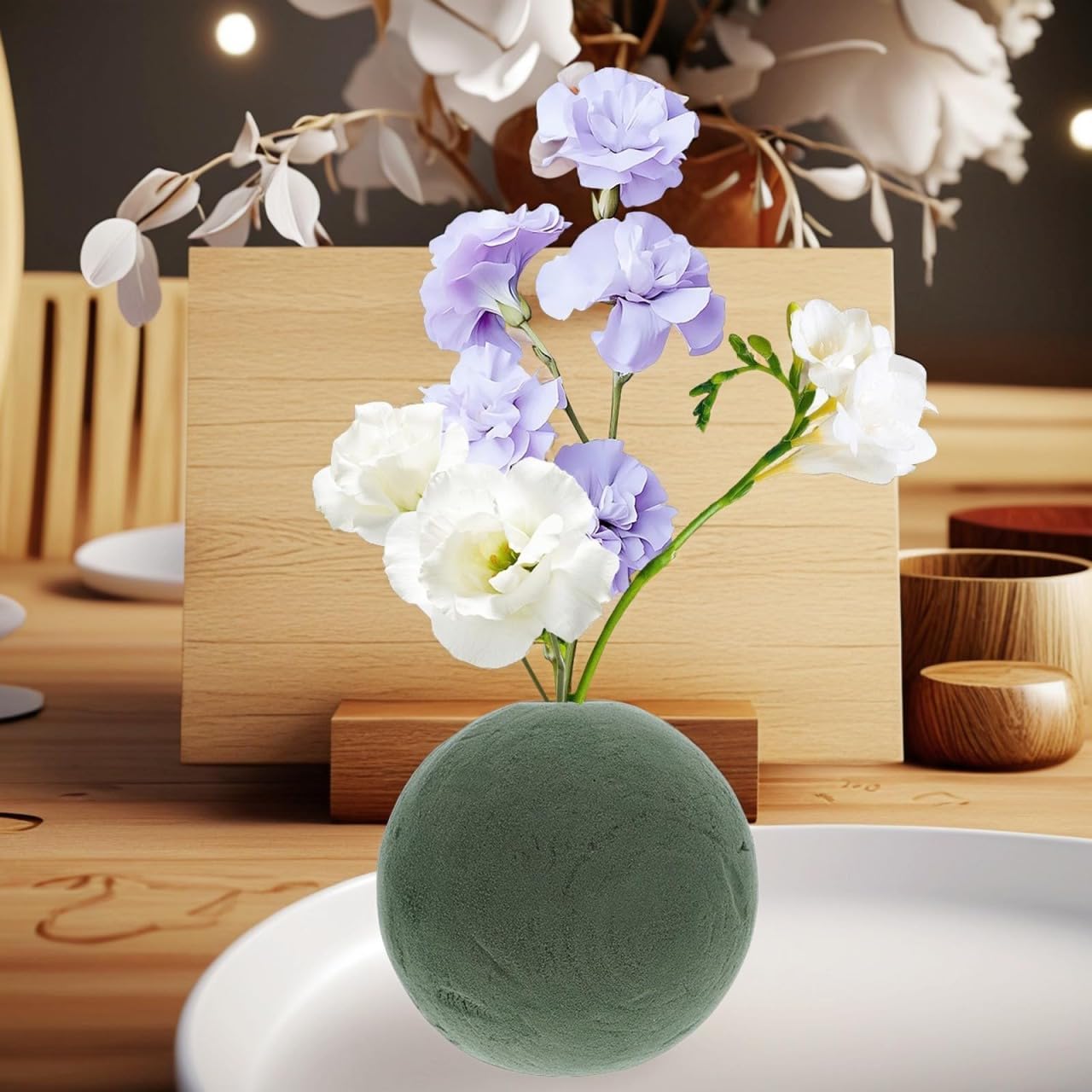 2PCS Sphere Floral Foam Blocks Wet Dry Foam Balls for DIY Flower Bouquets Wedding Arrangements Party Decorations Durable Moisture Retaining Versatile Use