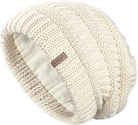 Vista 32 de FURTALK Gorros de invierno para mujer, con forro polar, gorro de punto holgado y cálido, gorro de esquí Gris claro