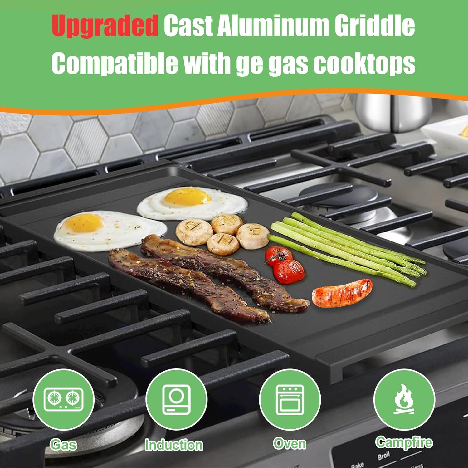 WB31X24738 Griddle Replacement Parts for GE Stove Replacement Center Griddle Plate for General Electric Gas Range Stove WB31X24738