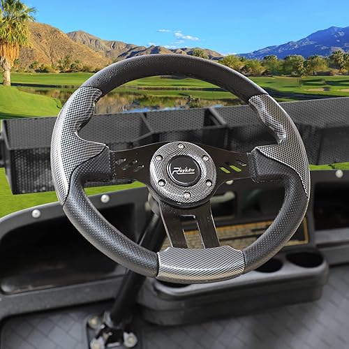 Roykaw Golf Cart Steering Wheel Compatible with EZGO TXTRXV, Club Car DSPrecedentTempo, Yamaha and Most Golf Cart Models