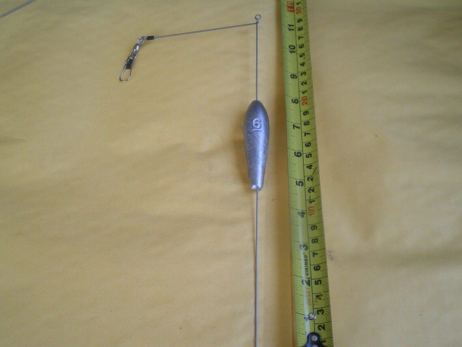 4 PCS. Bottom Bouncer Sinker 6 OZ. W/Stainless S. Wire 045 X 10" Leg X 4" ARM