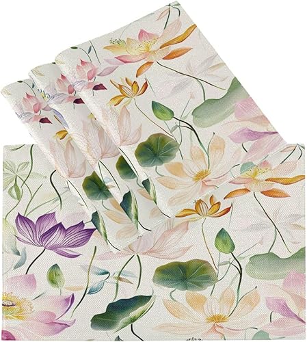 Miniatura 3 de Personalizado Bangladesh Water Lily Belleza Flores Configuración de mesa para mesa de comedor Decoración Cena Impermeable Manteles individuales