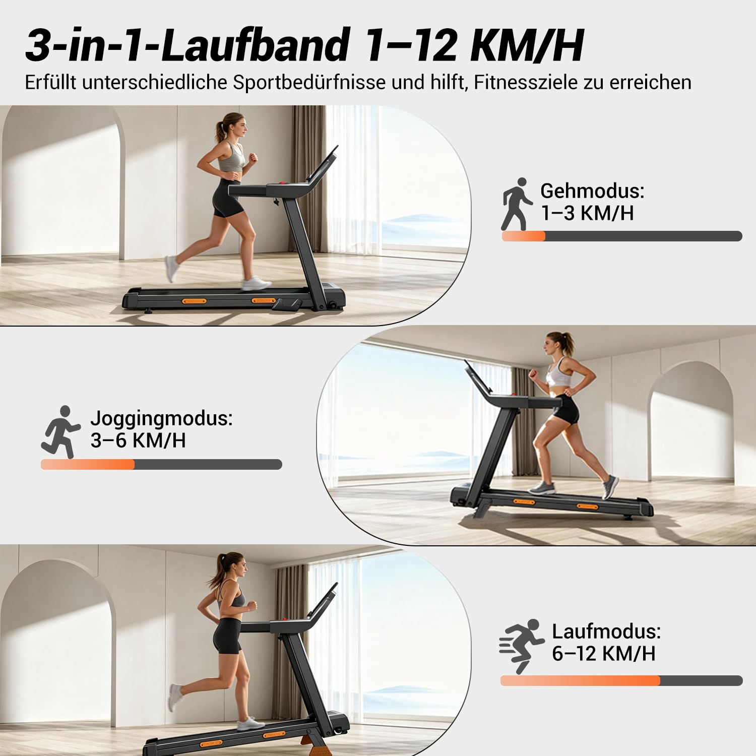 LONTEK Laufband für Zuhause Klappbar mit Steigung 15%, Laufbänder 12KM/H, Treadmill for Home mit 3,0-PS-Motor und LED-Anzeige, 136KG