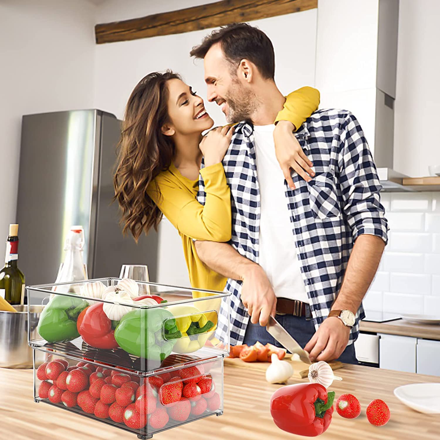 Set 6 Contenitori Organizer Per Frigo Trasparenti - Impilabili, Senza BPA, Per Cucina E Dispensa - Foto 14