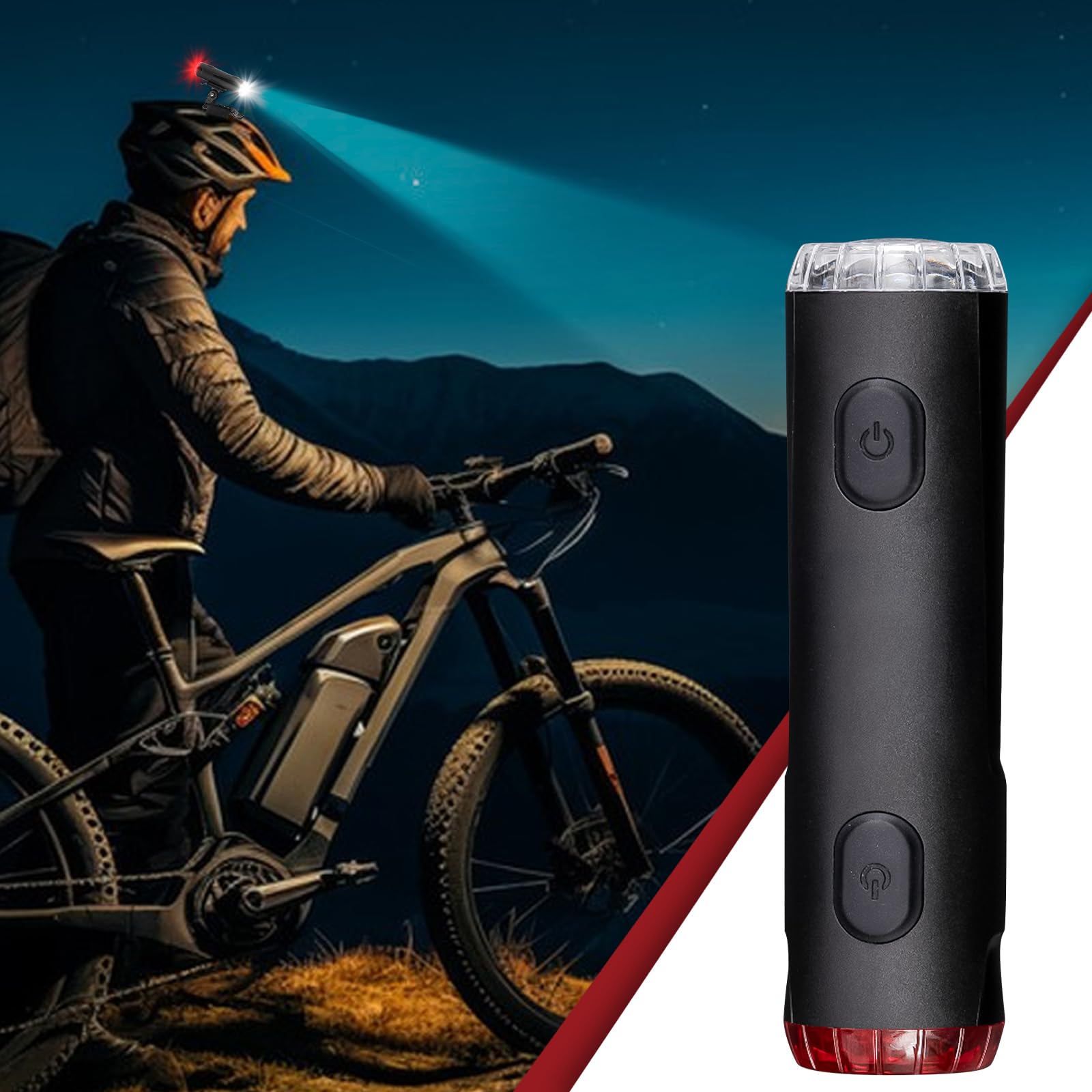 Lot de 2 éclairages pour casque de vélo, double éclairage avant et arrière pour casque de vélo, lampe torche portable rechargeable par USB, 5 niveaux de gradation, avertissement à 360° pour