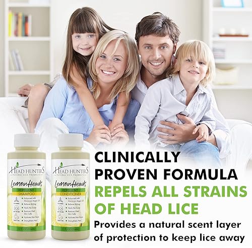 Miniatura 3 de Head Hunters Naturals Lemon Heads - Champú y acondicionador diario de piojos para niños y adultos, prevención natural y segura de piojos, 12 onzas