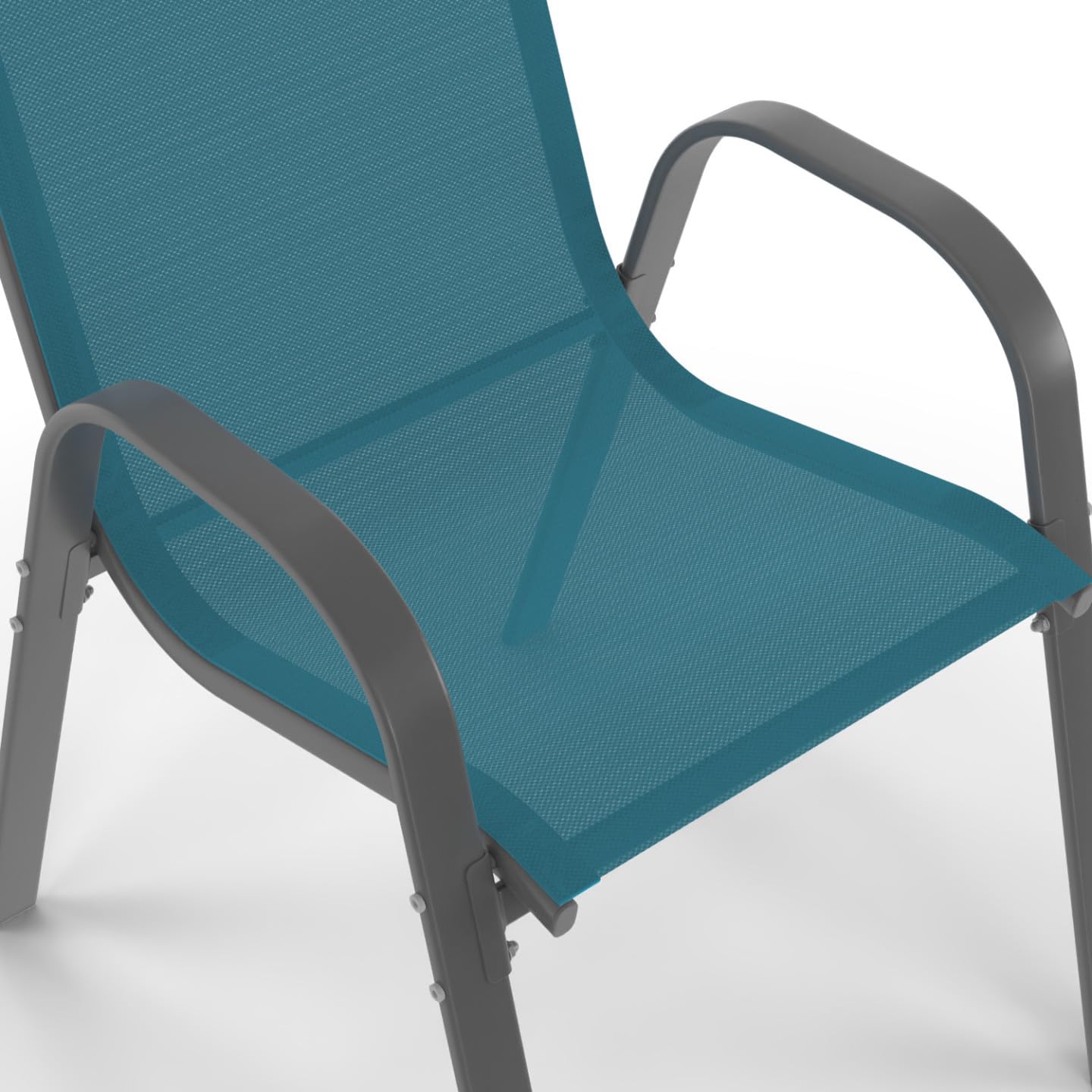 IDMarket - Lot de 4 chaises de Jardin LYMA métal et textilène empilables Bleu Canard