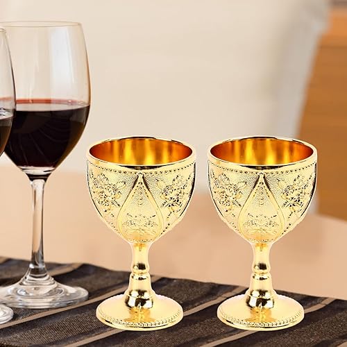 Miniatura 2 de 2 copas vintage, copa de vino medieval, copa de vino de metal de cobre en relieve, mini copas de comunión, copa de vino real, relieve 3D, patrón de