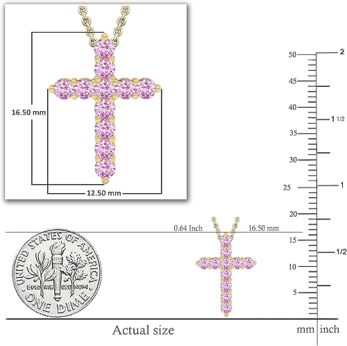 Miniatura 3 de Dazzlingrock Collection Colgante redondo de piedra preciosa o cruz de diamante con cadena de 18 pulgadas para ella en oro