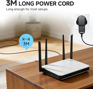 12V 1A/1000mA 3M Extra Long Power Supply Adapter, AC 100-240V to DC 12V 1A 12W Switching Adapter 5.5x2.1mm Wall Plug for LED Strip Lights,Surveillance Cameras,Router and More,UKCA Certified