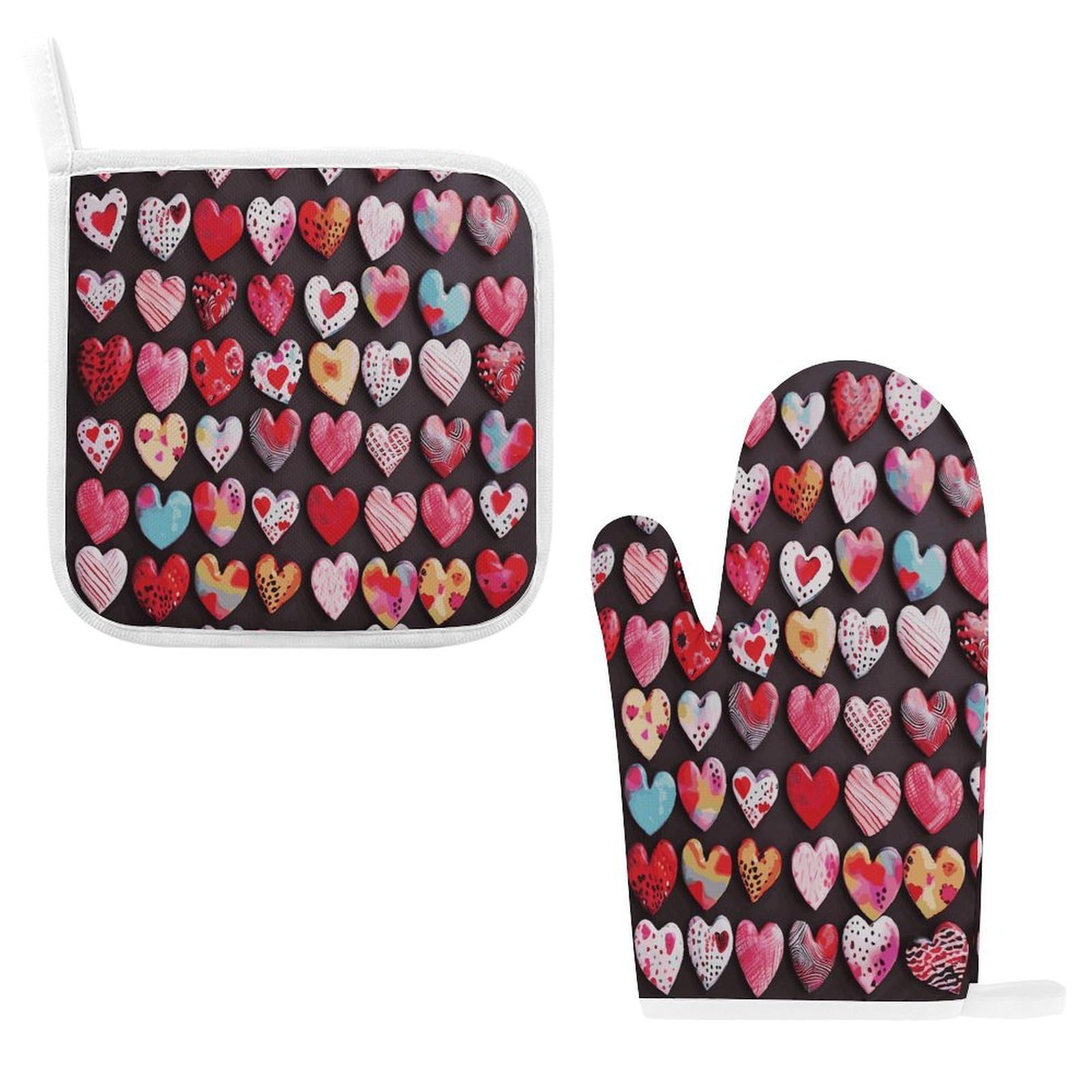 Btcowzrv Style Heart Shapes Oven Mitts And Pot Holders 2Pcs Set
