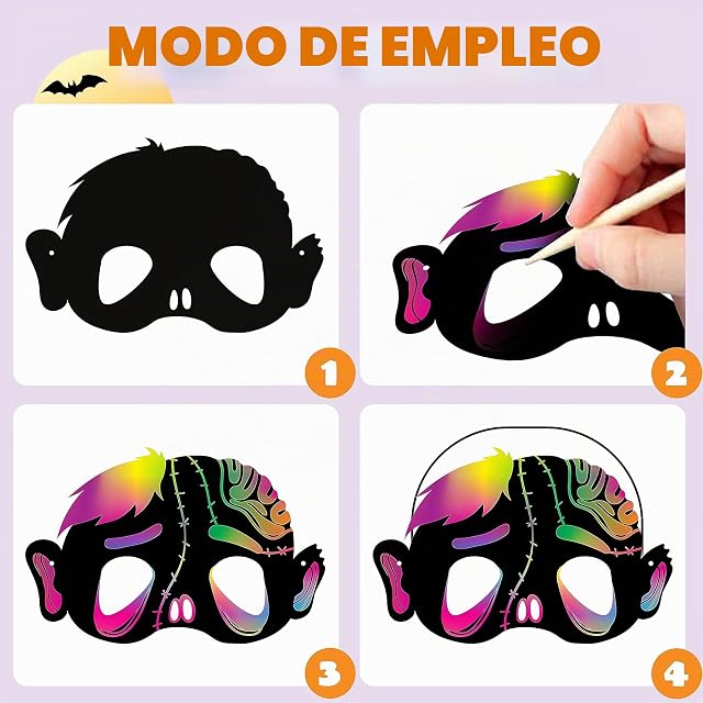 Foto 4 de 8 de JOYIN 32 Máscaras para Arañazos de Halloween Con 8 Diseños