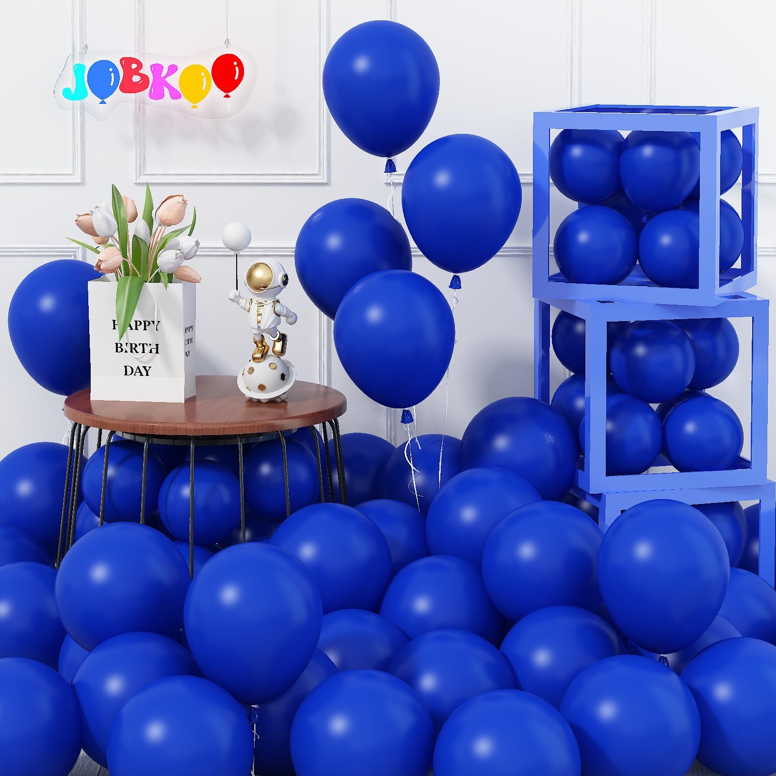 Jobkoo 60Pcs Dark Blue & Royal Blue Mini Matte Helium Balloons - 5'' Small, Perfect for Birthday, Baby Shower, Gender Reveal & Graduation Parties
