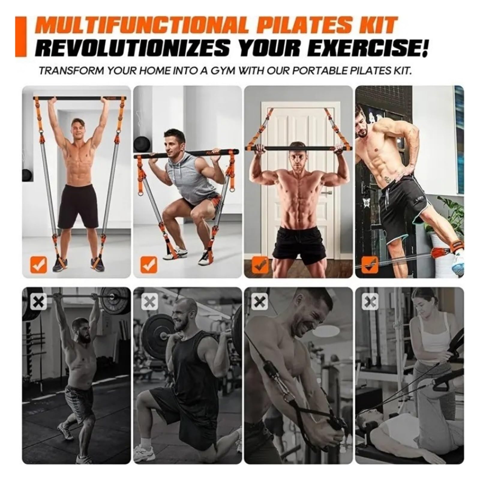 Widerstandsbänder mit Griffen Widerstandsband-Heim-Pilates-Set mit Widerstandsstangenbändern