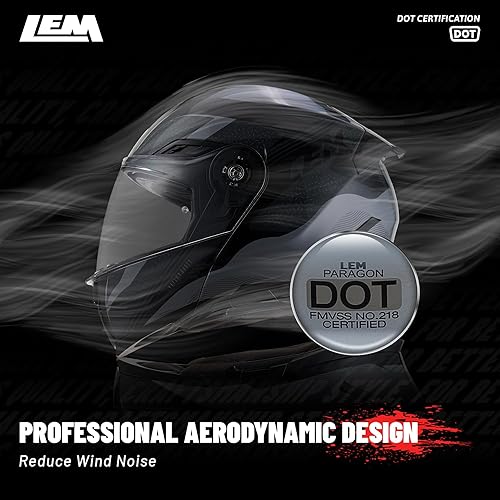 Miniatura 5 de LEM Cascos modulares de motocicleta de fibra de vidrio, casco integral de motocicleta abatible para viajes, certificado DOT, visor solar desmontable