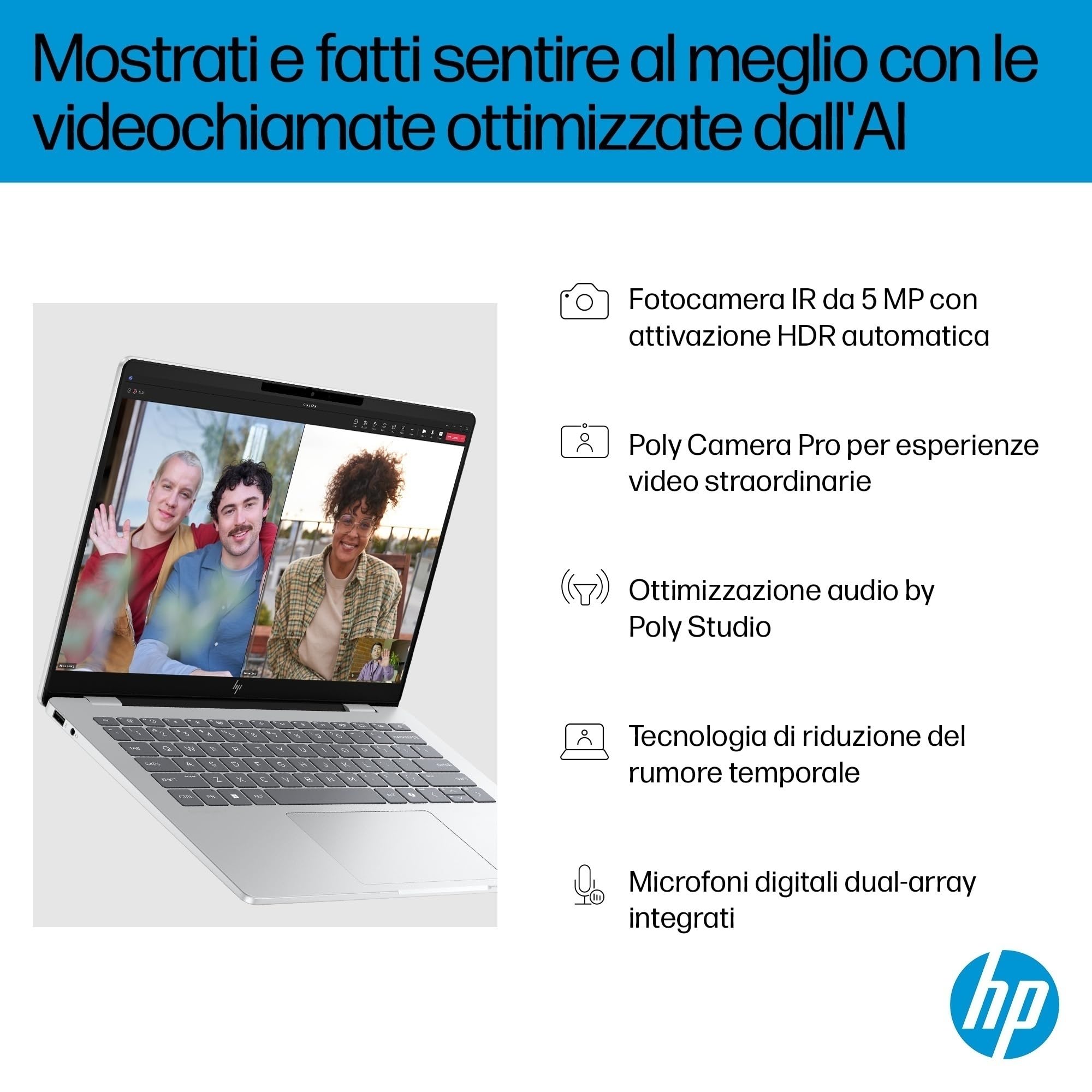 HP OmniBook 7 AI 14-fr0001sl, Notebook, Intel Core Ultra 5-225U, 16GB RAM, 512GB SSD, Display 14” OLED 2K 300 Nits, AI PC, 5MP IR Privacy Cam TNR, Windows 11, Argento