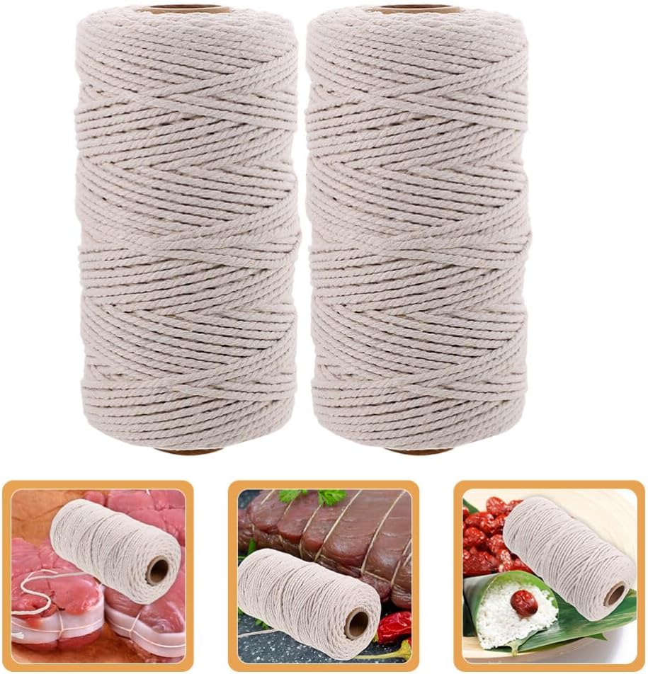 GANAZONO Cotton Cord for Cooking 2 Rolls of Butcher Twine Kitchen String Meat Sausage Cotton Twine for DIY Crafts