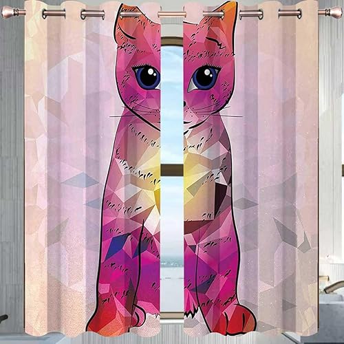 Cortinas de gato para habitación opacas, decoración superior con ojales, acordeón, divisor de habitación de niños, 55 pulgadas de ancho por 55