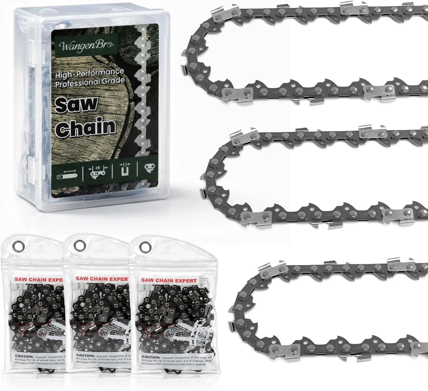 New 18 Inch Chainsaw Chain 3/8"LP Pitch .050" Gauge 62 Drive Links, 18 Inch Replacement Chain for EGO, Dewalt, Greenworks, Kobalt, Ryobi, Husqvarna, Echo, Poulan, Black+Decker, Atlas and More - S62