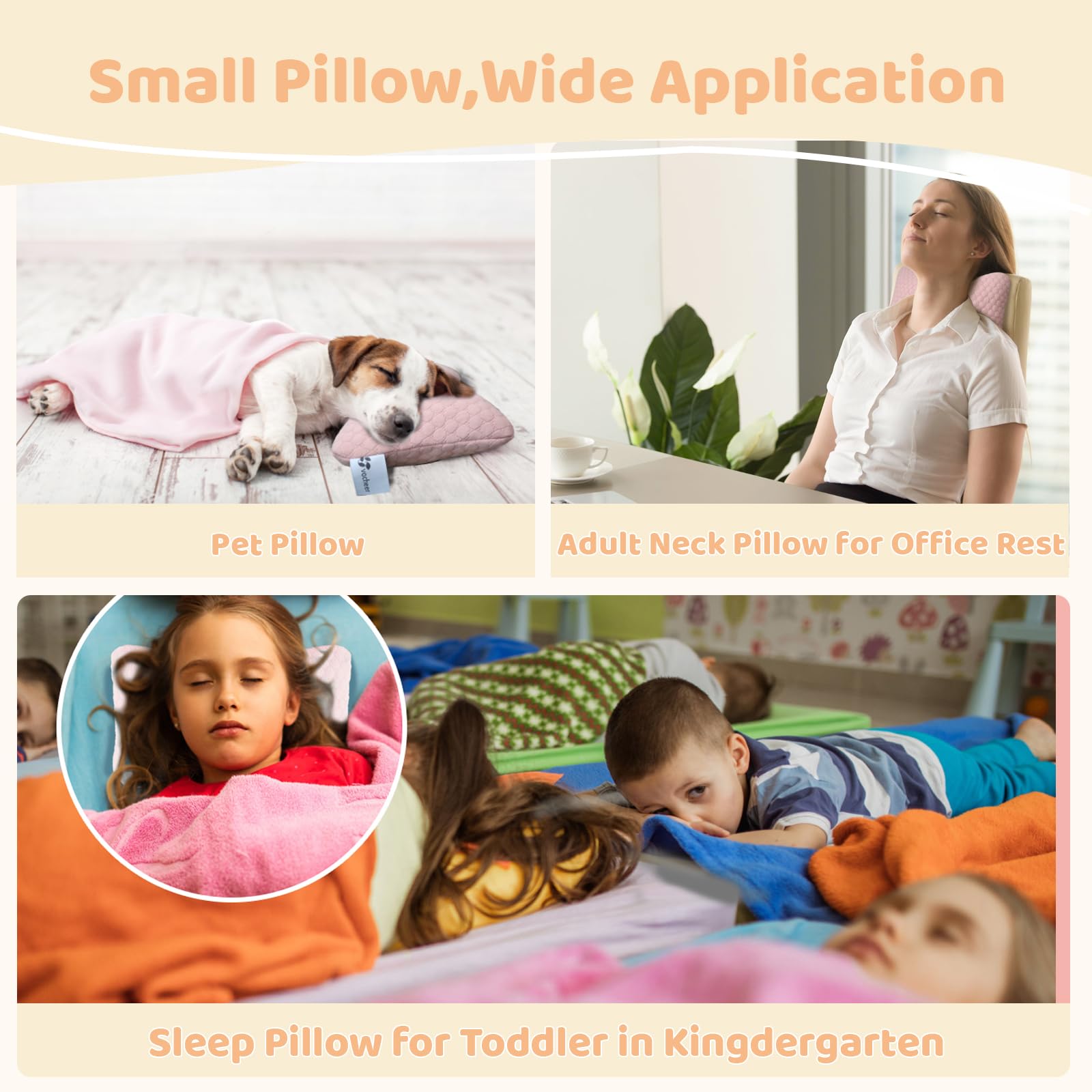 vocheer Small Pillows for Sleeping 11"x 7" Mini Travel Pillow, Tiny Pillows for Neck Wrist, Lumbar and Knee, Pets Pillow - Image 4