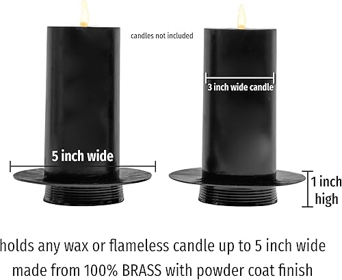 Miniatura 4 de Portavelas negros para velas de pilar en el hogar, candelabros negros hechos a mano, sala de estar o centro de mesa, juego de 2 candelabros para