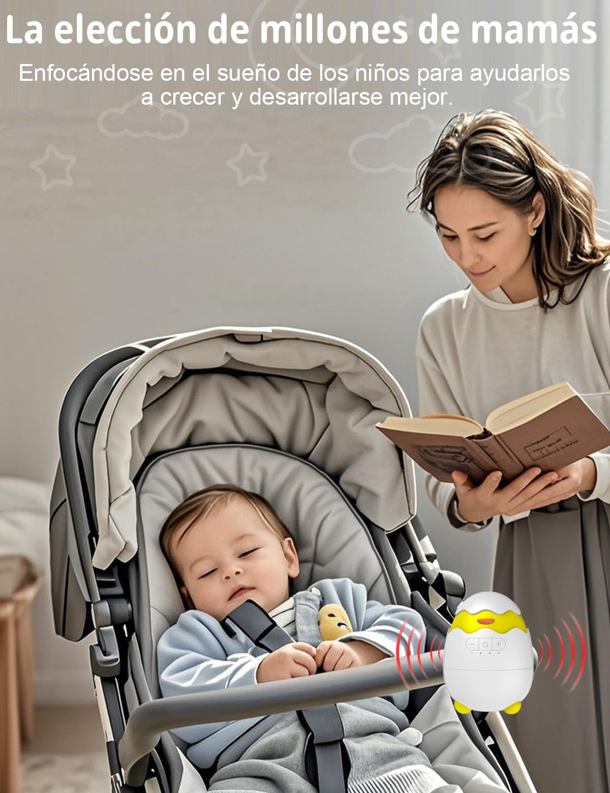 Robofun Baby Rocker-Diseño original-Columpio Para Cochecito De bebé, Ayuda Para Dormir Para Bebés, Temporizador De 30-60-90 Minutos, 5 Niveles De Intensidad
