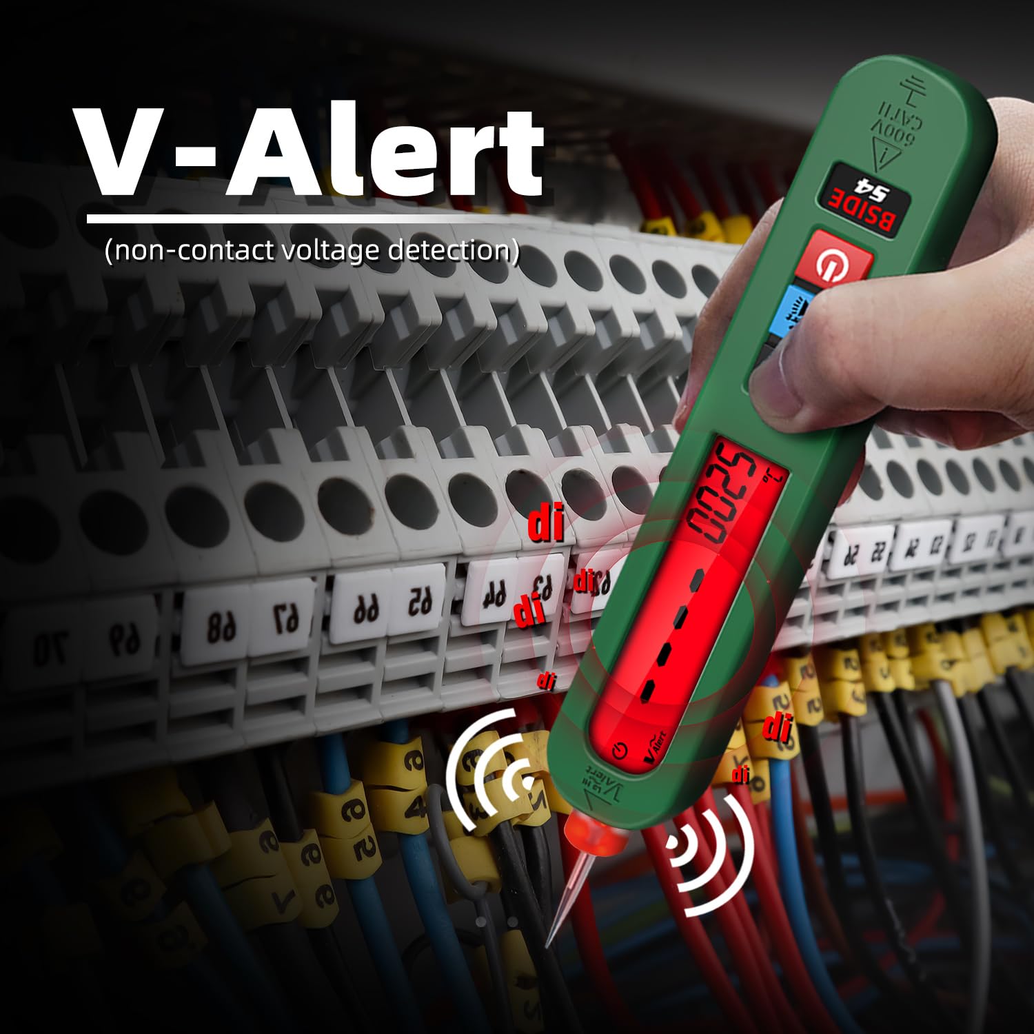 BSIDE S4 Bolígrafo Detector de Voltaje Sin Contacto Voltímetro Lápiz Recargable AC 12V-300V con LCD Grande y Zumbador Medidor de Fugas Electricas Unipolar con Linterna para Casa