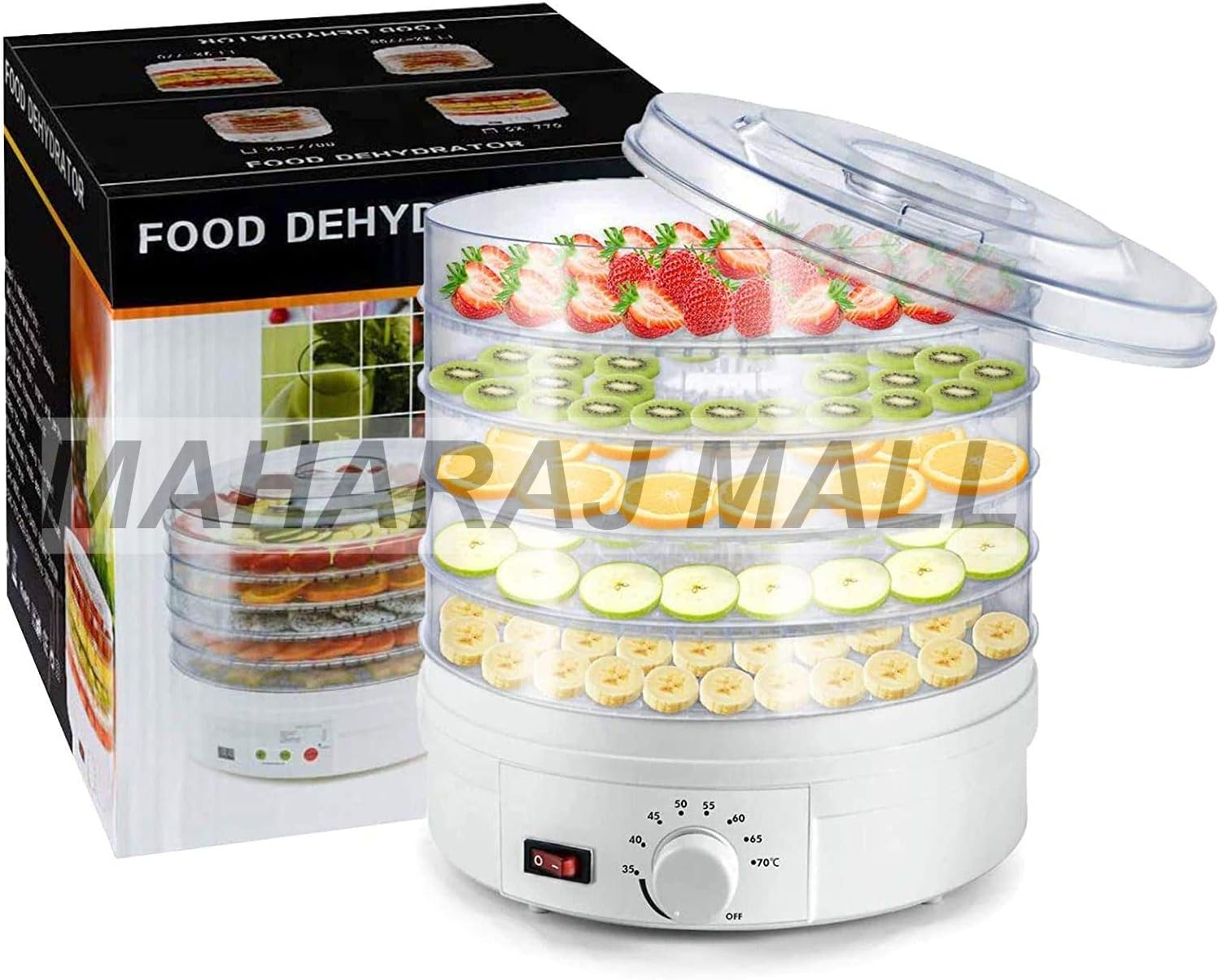 Plastic Electric Countertop Food Dehydrator, Preserver Jerky Maker (White)