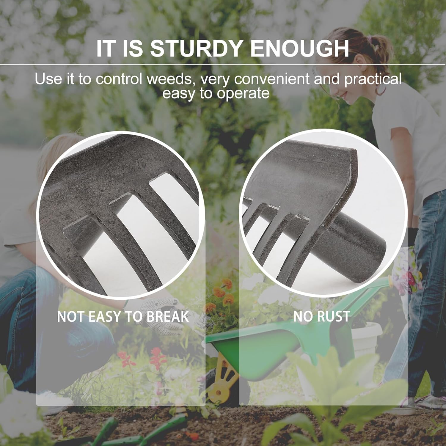 NUOBESTY Agricultural Soil Loosen Rake Head Only Garden Tool for Gardening Lawn Loosening Leaf Gathering and Soil Cultivation Wear-Resistant Rake Replacement Part