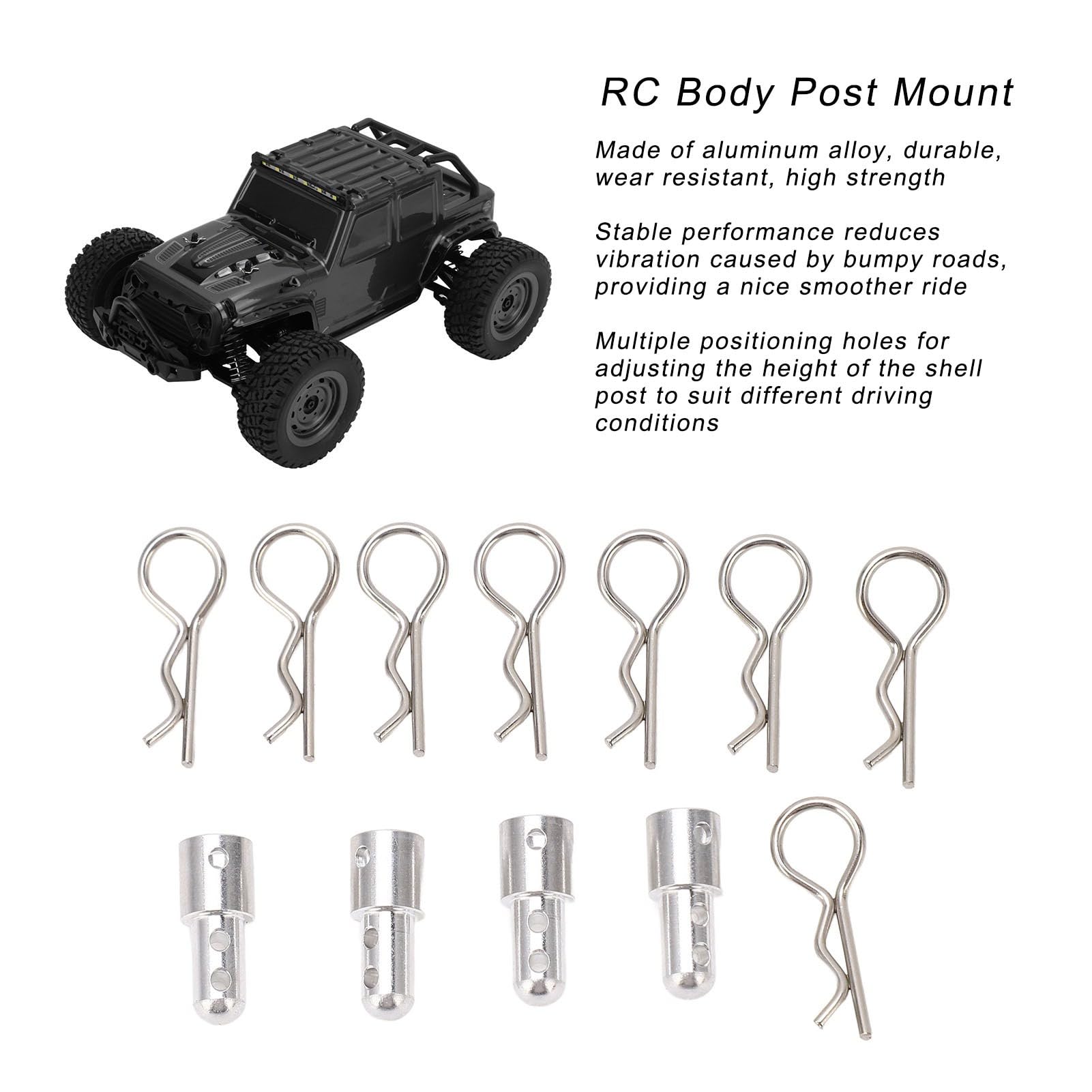 Culnflun RC Body Post Mount Stable High Strength Silver Rugged RC Car Shell Column for MJX 1/14 14301 14302 RC Car