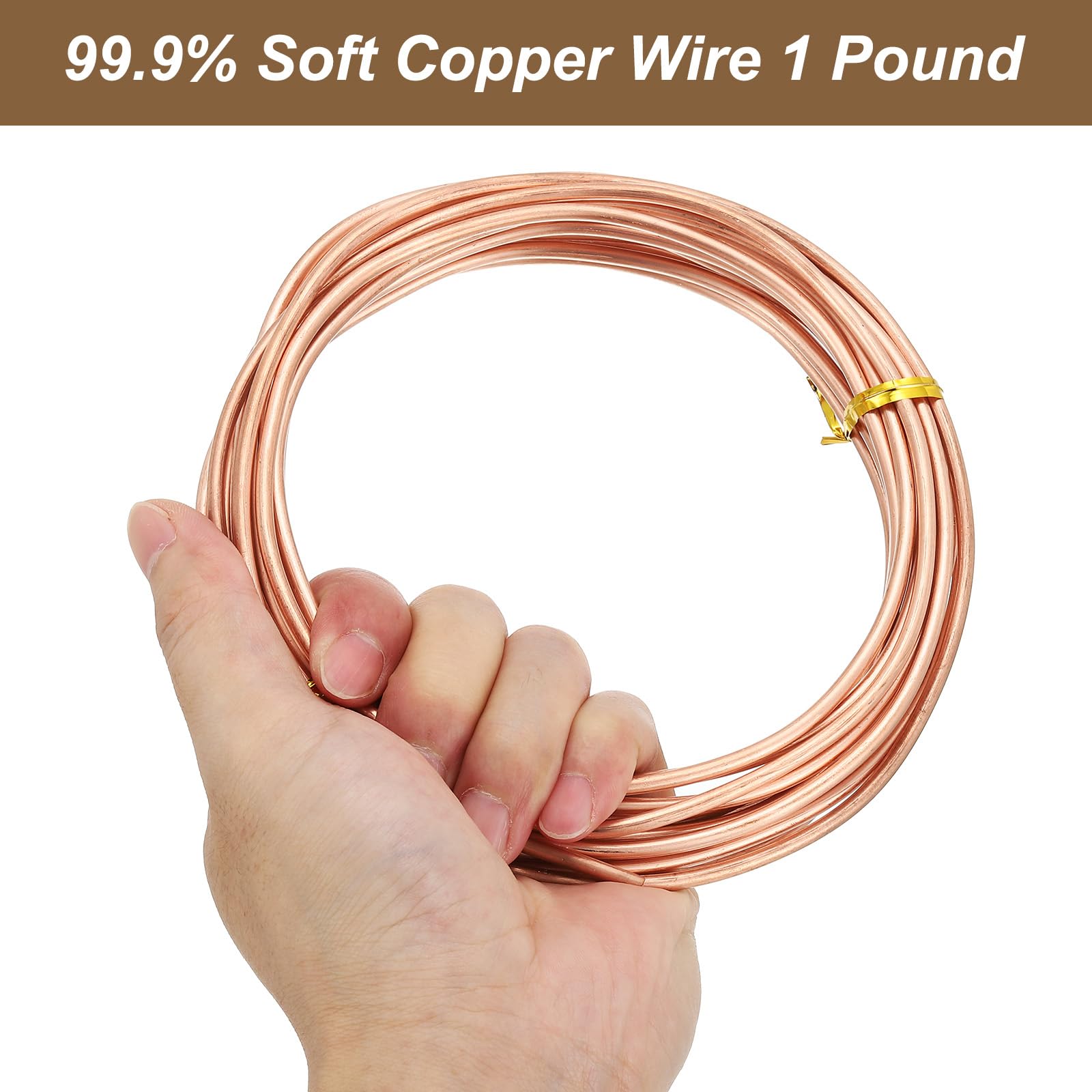 PATIKIL 99.9% Soft Copper Wire for Gardening 8 Gauge/3.2 mm Diameter 21 Feet/6.3 m 1 Pound Spool Pure Bare Copper Wire for Jewelry Making Beading Electroculture Plants - Image 2