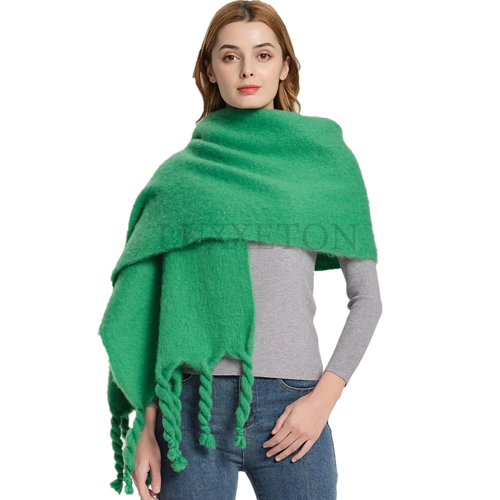 Schals Tücher Halstuch Scarf Winterschal Für Damen, Warm, Einfarbig, Foulard, Damenschals, Dicke, Weiche Decke, Große Quasten