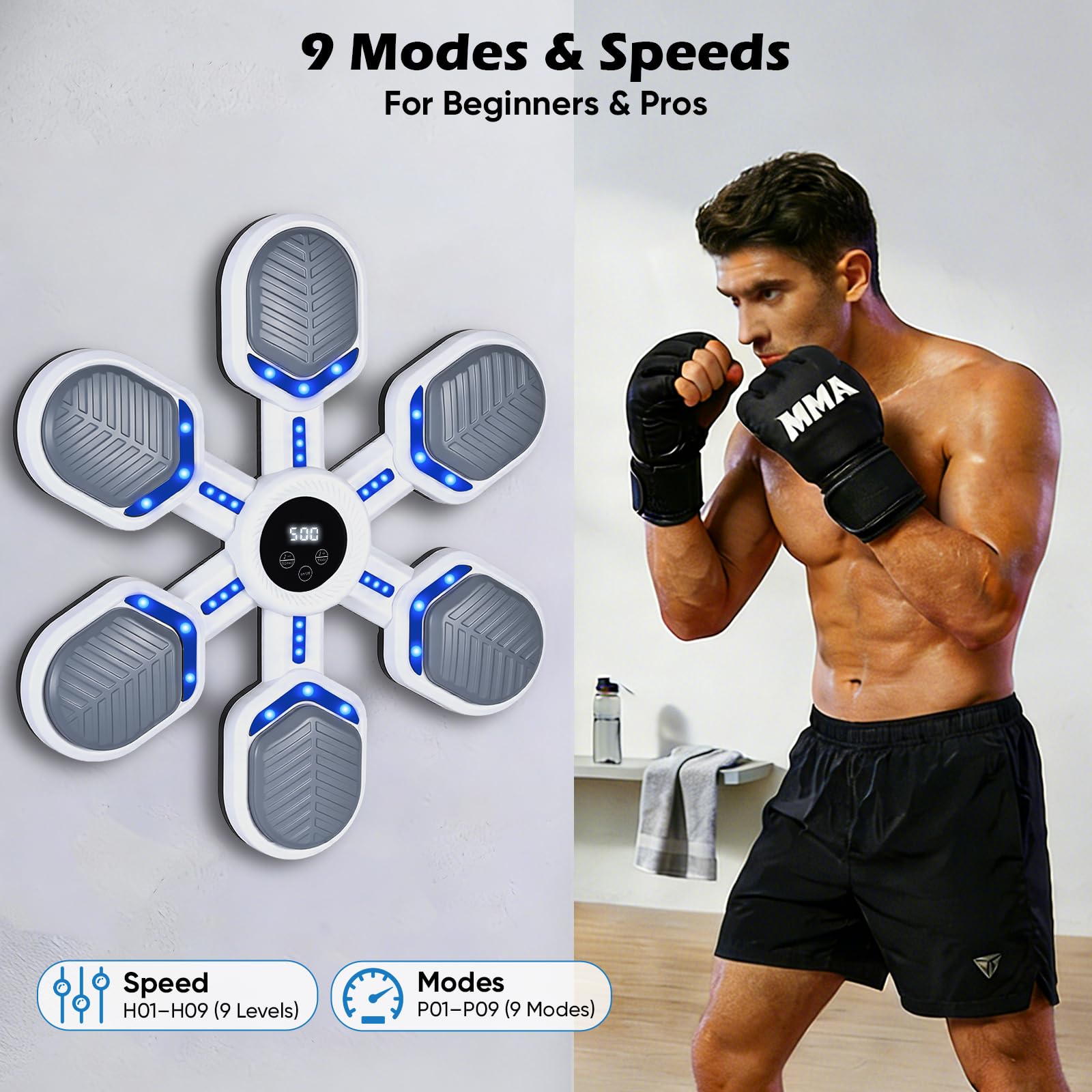 Music Boxing Machine, macchina da boxe musicale per adulti e bambini, montaggio a parete, 9 modalità, punch counter, casa, palestra, sport, regalo