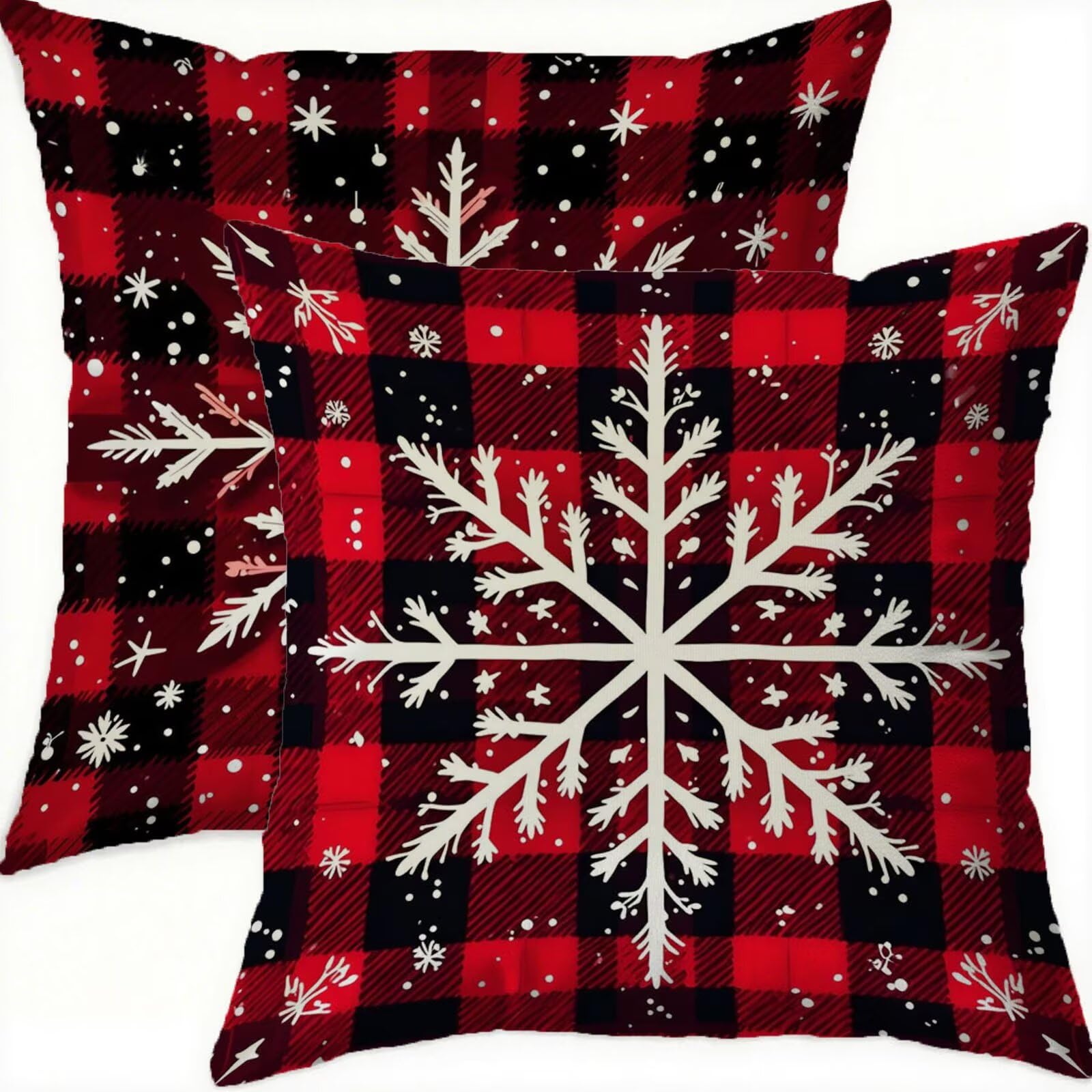Housses de coussin 65x65 en velours rouge double face élégant lot de 2
