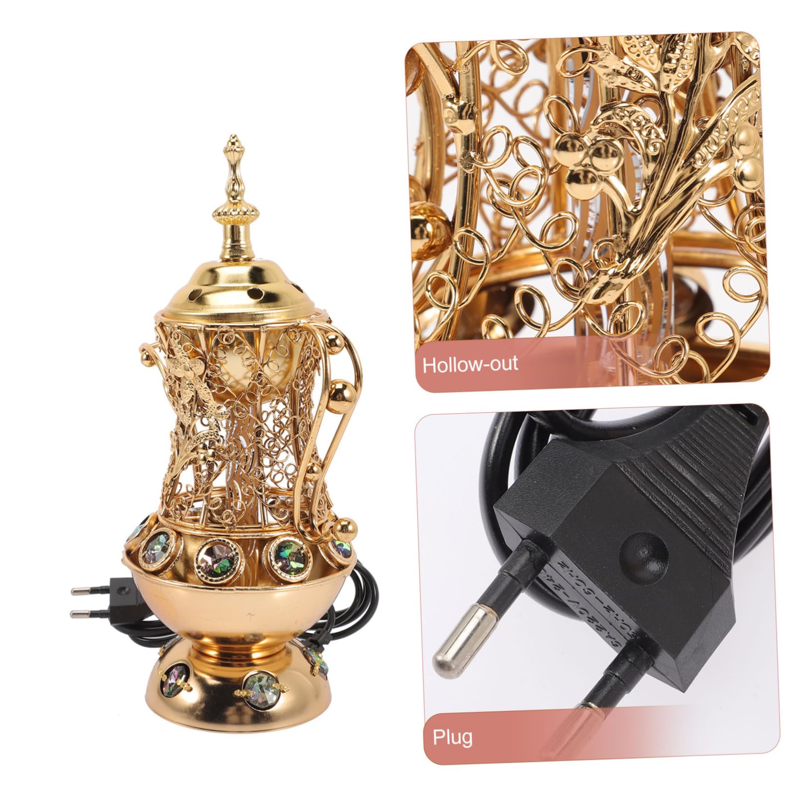 Quemador de Incienso Retro de Hierro Dorado Asa Decorativa