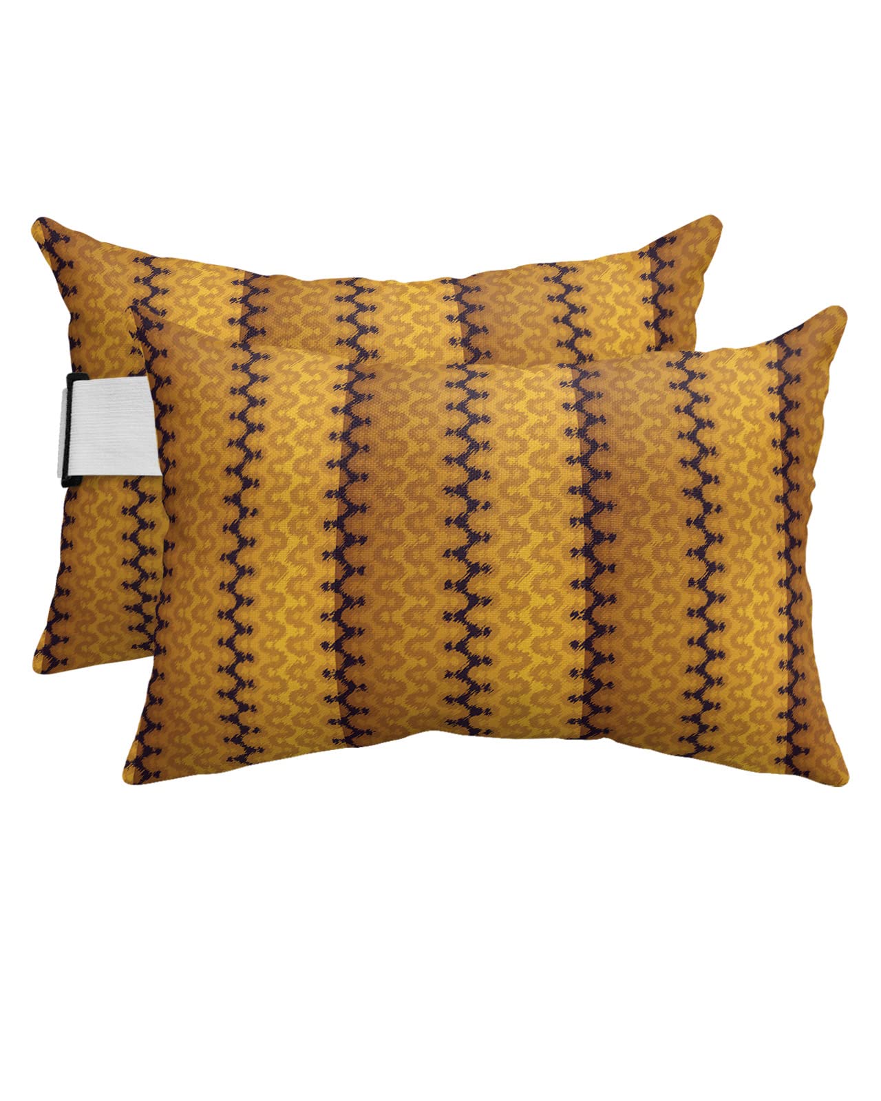 Homechoid Chaise Lounge Head Pillow Headrest Pillow Covers, Brown Ombre Lumbar Pillow Case Outdoor Waterproof Throw Pillow for Pool Patio Beach Retro Brown Striped Modern Abstract Art 2 Pack-12x20