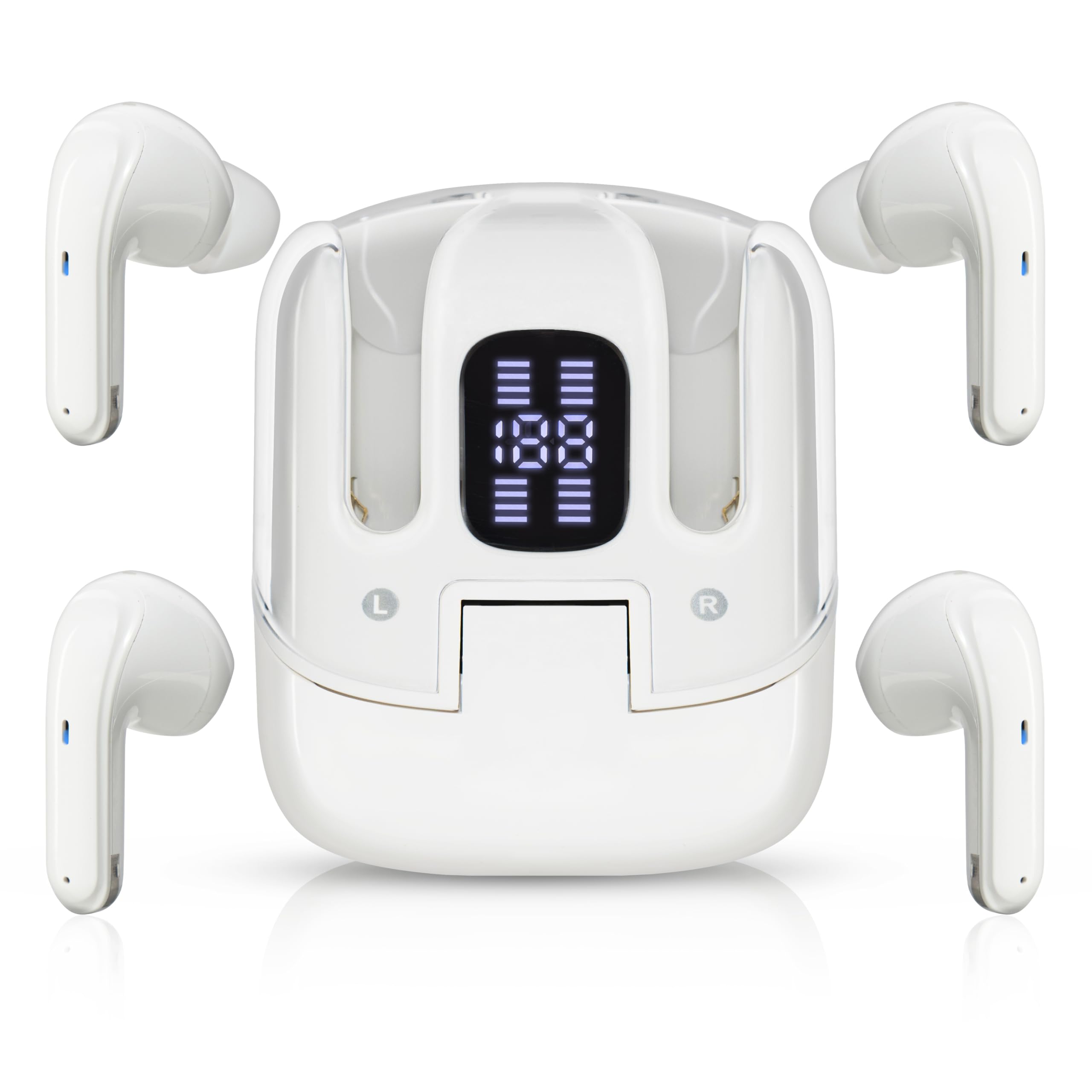 Auricolari Doppi Senza Fili - 4 in 1 Scatola di Ricarica Dual 80H Batteria - Cuffie Bluetooth - Auricolari Bluetooth - Auricolari - Cinturino Magnetico Regalo