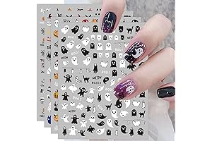 12 Sheets Halloween Nail Art Stickers with Pumpkin, Skull, and Ghost Designs